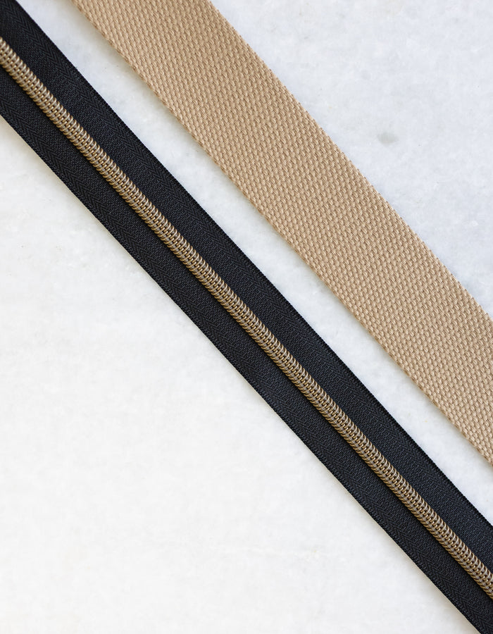 Black - #5 Bronze Nylon Zipper Tape - Black - #5 Bronze Nylon Zipper Tape