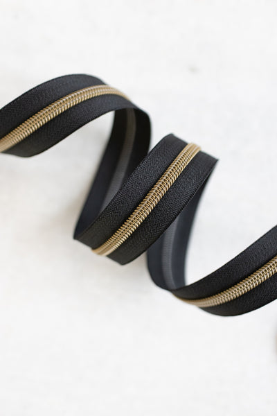 Black - #5 Bronze Nylon Zipper Tape
