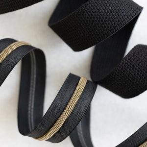 Black - #5 Bronze Nylon Zipper Tape
