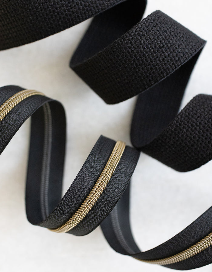 Black - #5 Bronze Nylon Zipper Tape - Black - #5 Bronze Nylon Zipper Tape