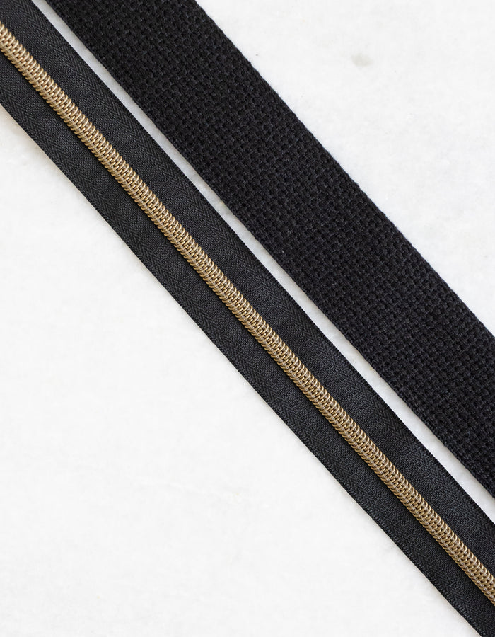 Black - #5 Bronze Nylon Zipper Tape - Black - #5 Bronze Nylon Zipper Tape