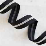 Black - #5 Silver Nylon Zipper Tape