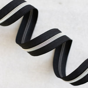 Black - #5 Silver Nylon Zipper Tape