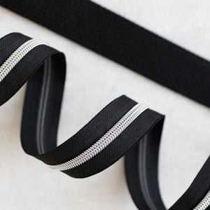 Black - #5 Silver Nylon Zipper Tape
