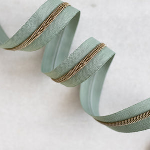 Light Smokey Green - #5 Bronze Nylon Zipper Tape