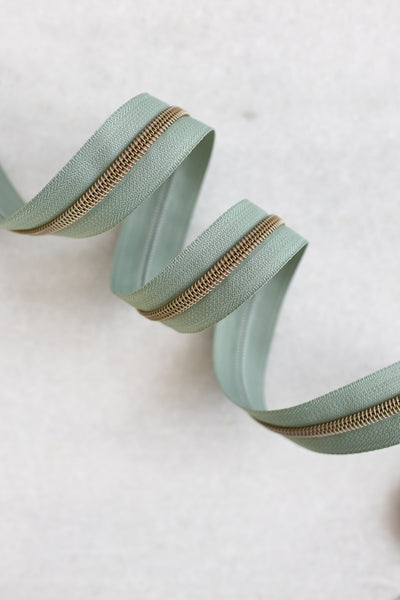 Light Smokey Green - #5 Bronze Nylon Zipper Tape
