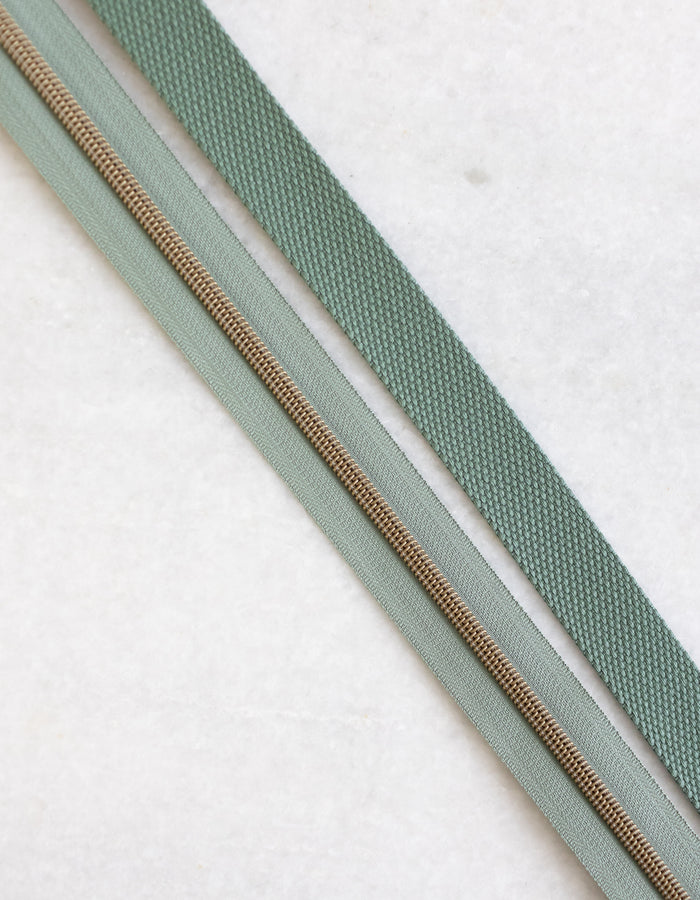 Light Smokey Green - #5 Bronze Nylon Zipper Tape - Light Smokey Green - #5 Bronze Nylon Zipper Tape
