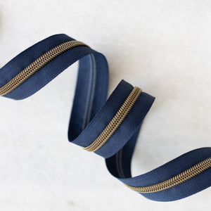 Navy - #5 Bronze Nylon Zipper Tape