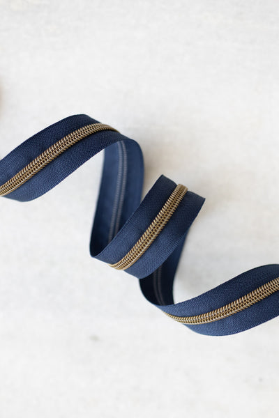 Navy - #5 Bronze Nylon Zipper Tape