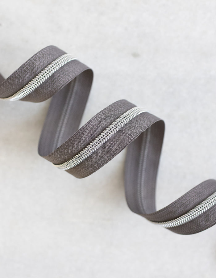 Otter - #5 Silver Nylon Zipper Tape - Otter - #5 Silver Nylon Zipper Tape 